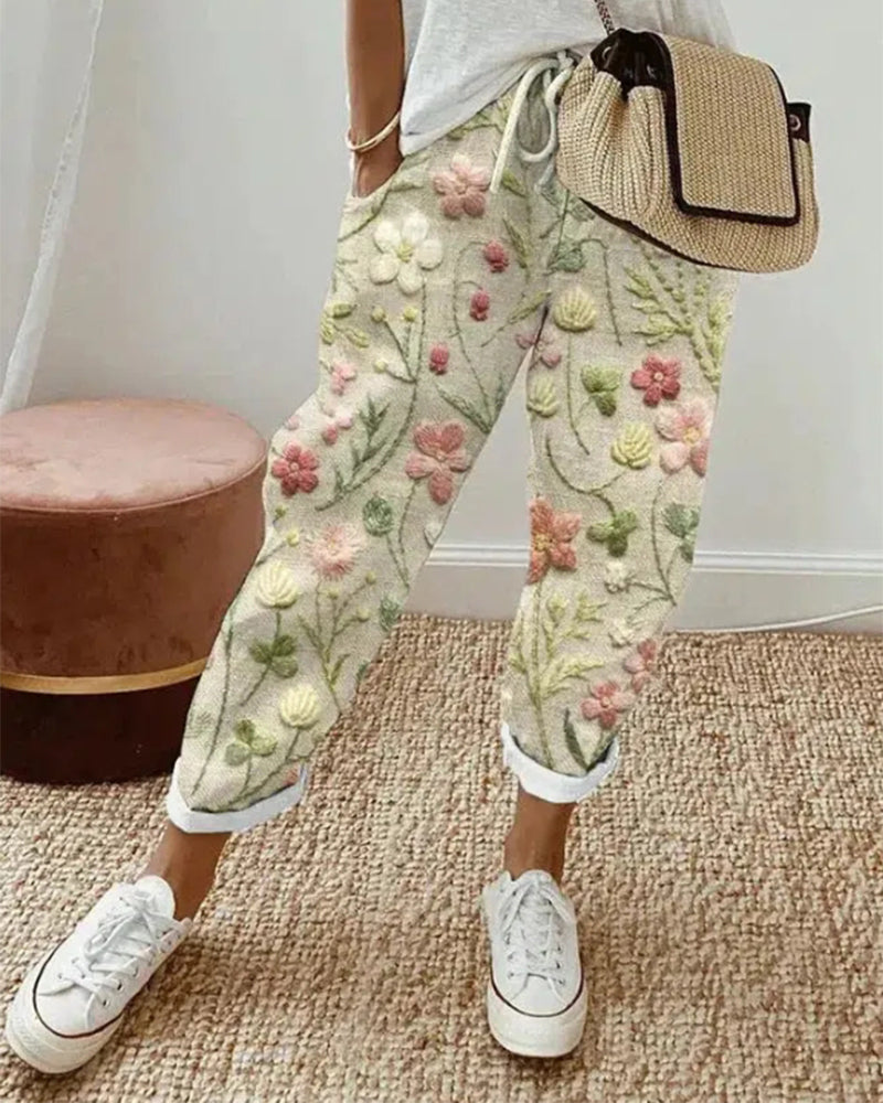 Bukser med lommer og print