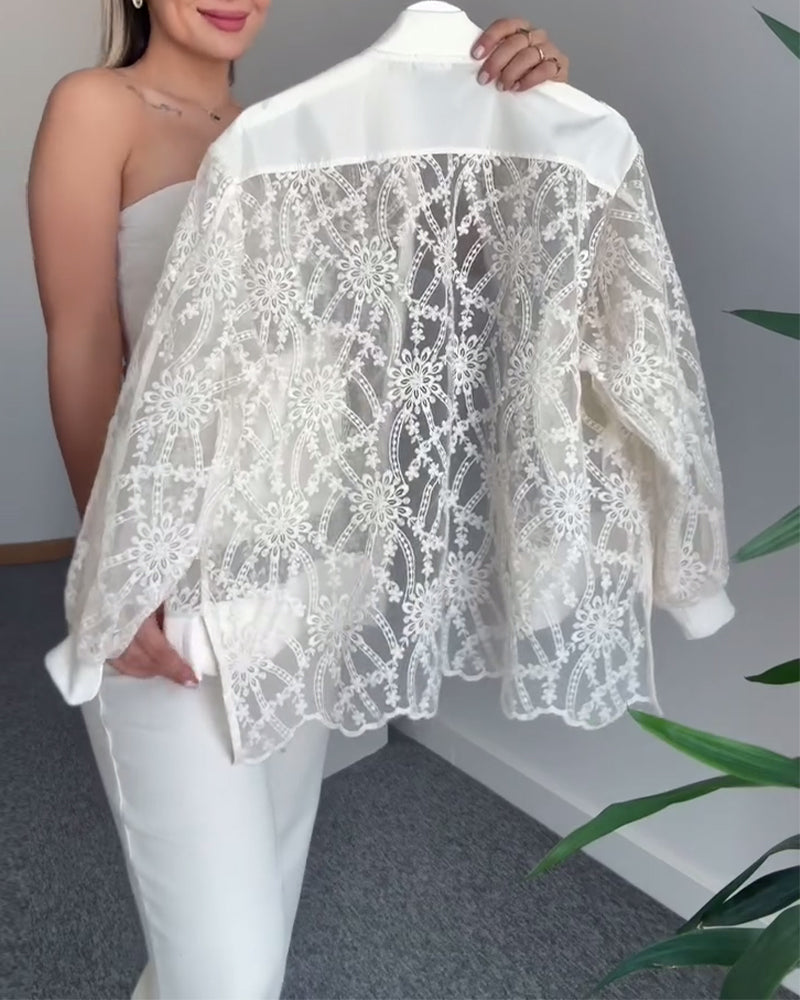 Frakke Hul Blonde Ensfarvet