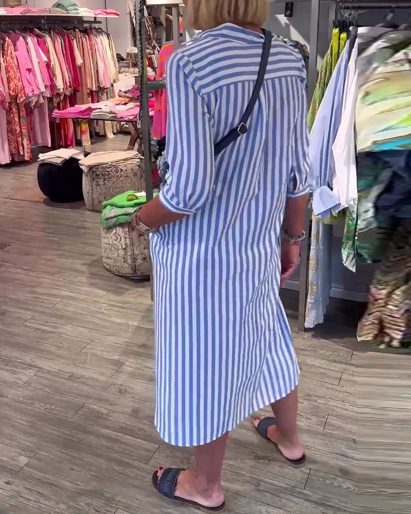 Lang stribet skjortekjole