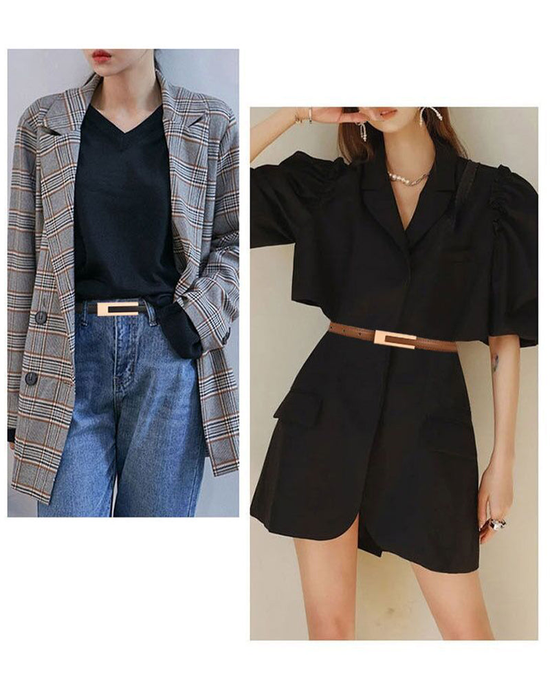 Smalt ensfarvet bælte i retrostil