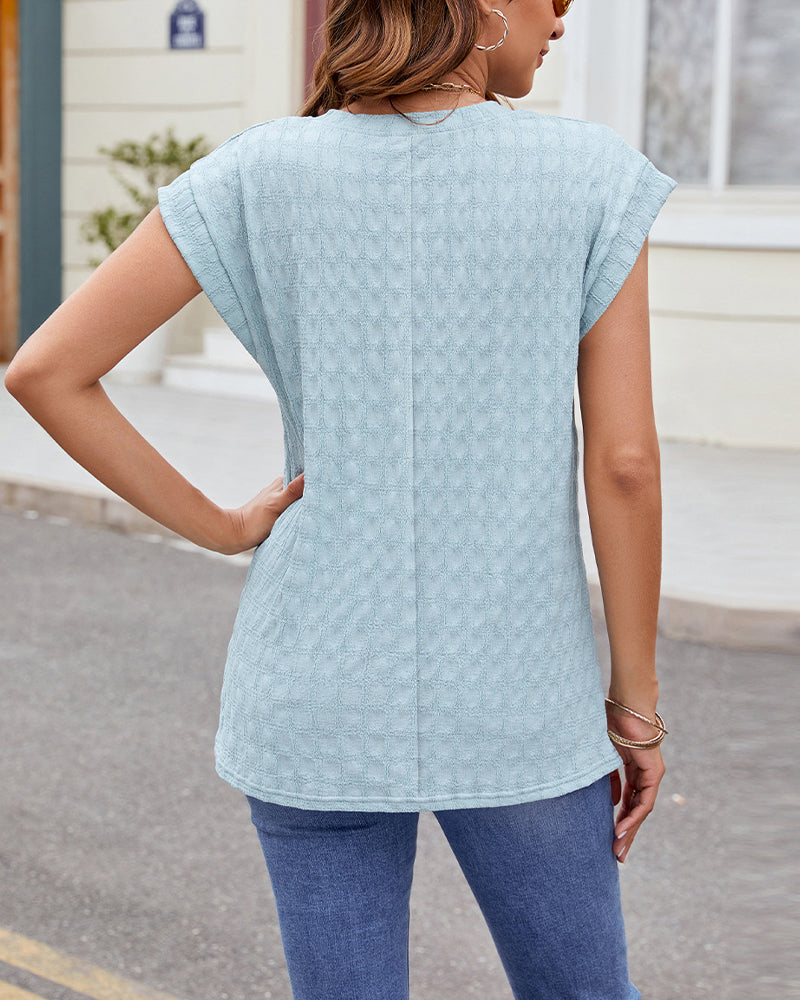 T-Shirt Rund Hals Ensfarvet Kort Ærme