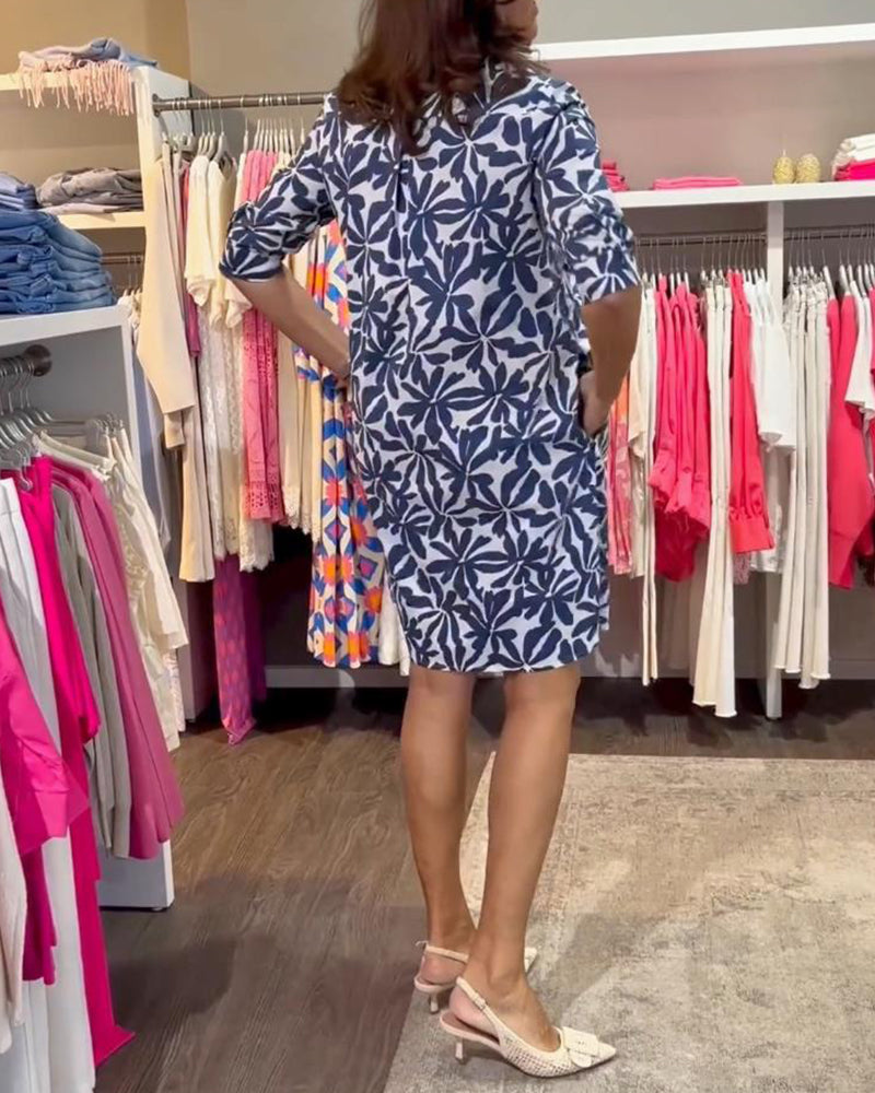 Afslappet shift kjole med print