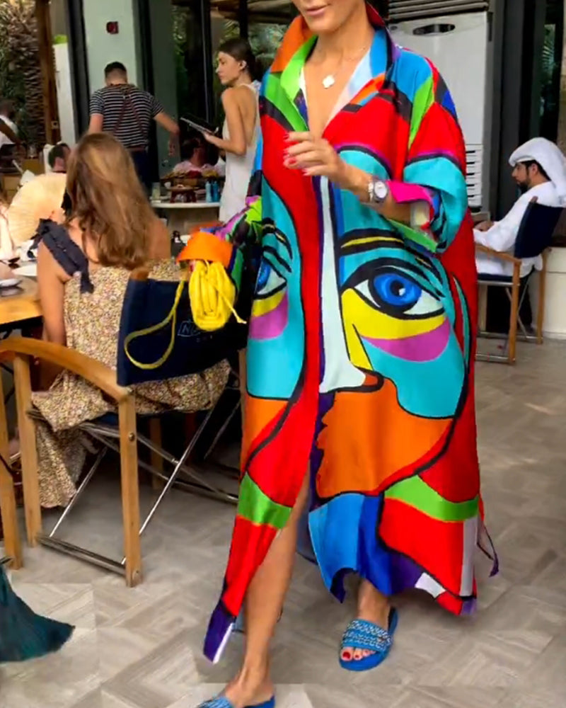 Farverig figur løs kjole