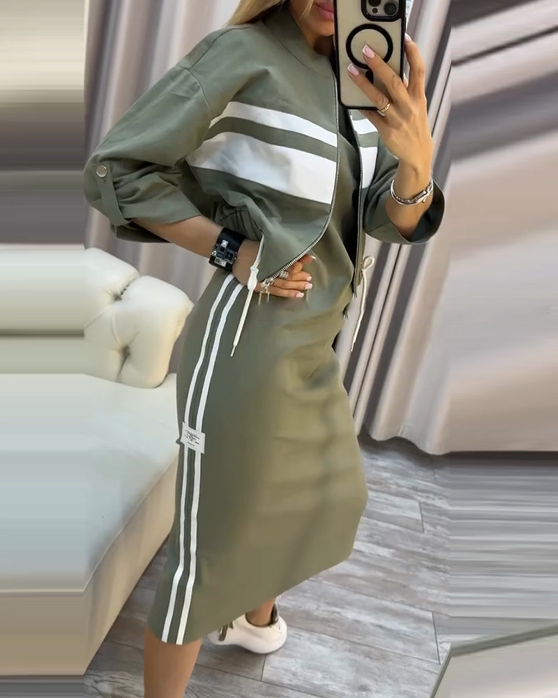 Sæt casual jakke ærmeløs kjole