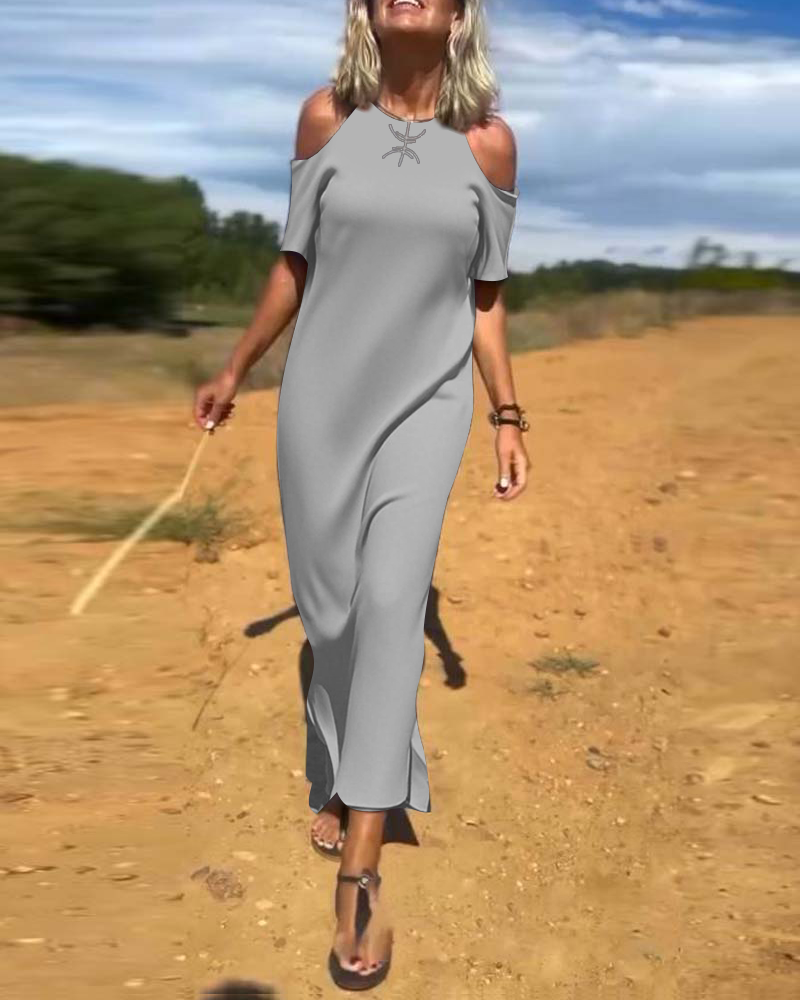 Kjole Fashion Casual Skulderfri Slank