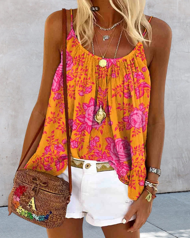 Tank Top Camisole Trykt Casual