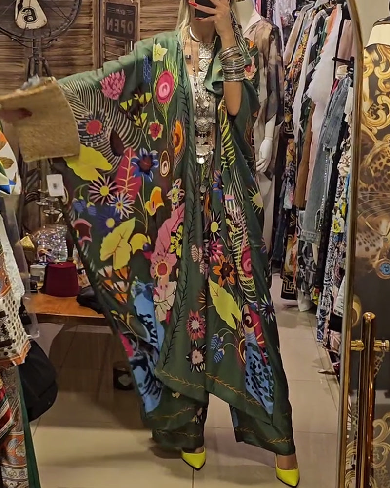 Todelt sæt i kimono-stil