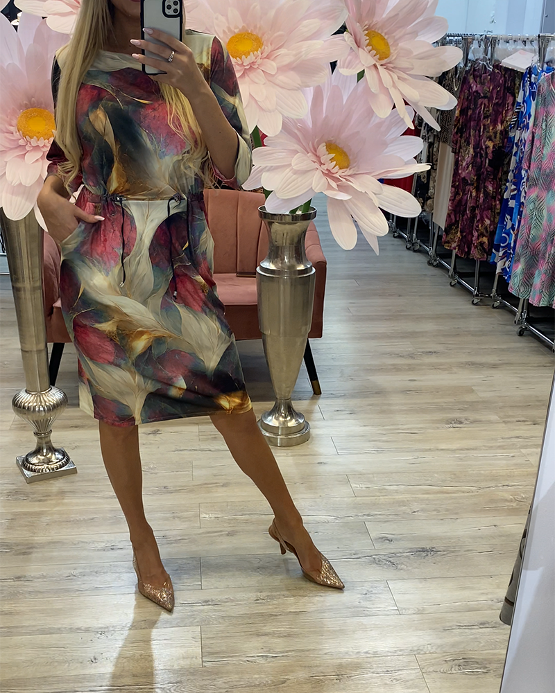 Kjole Retro Farveblok Patchwork Gradient