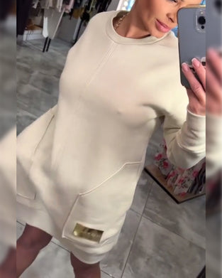 Kjole Pullover Lomme Langærmede