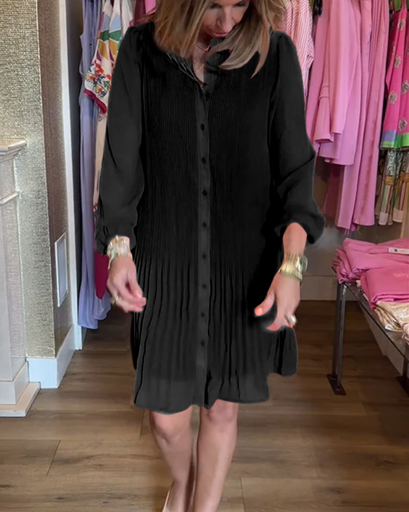 Kvinders solid patchwork plisseret kjole