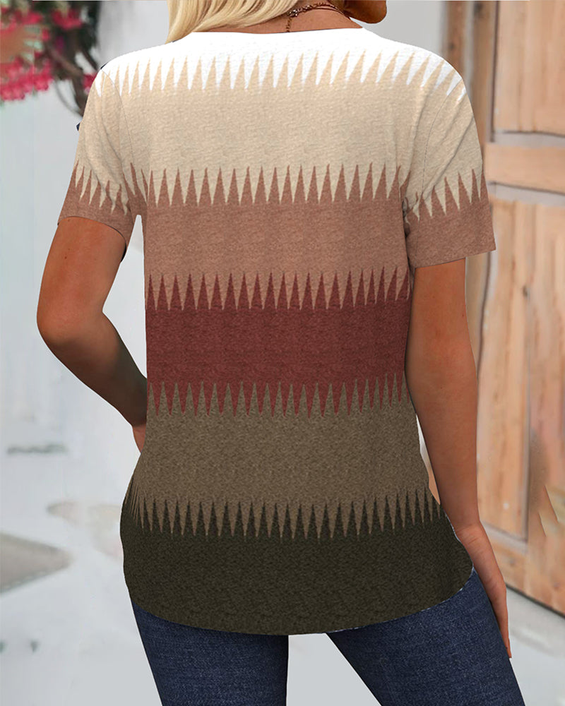 T-Shirt Stilfuld Komfortabel Mønstret