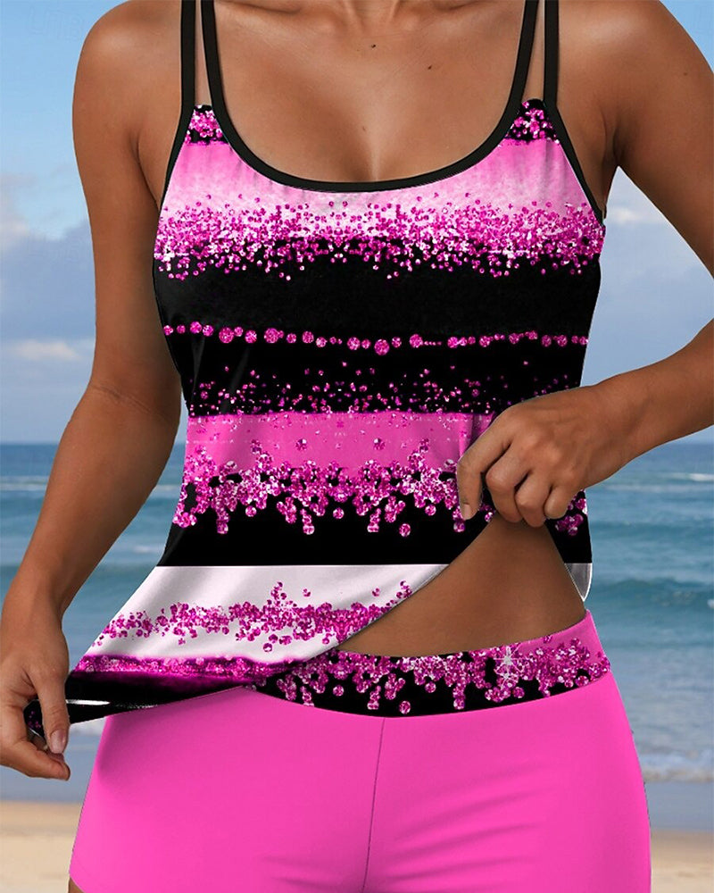 Badedragt med afslappet stropper og todelt print