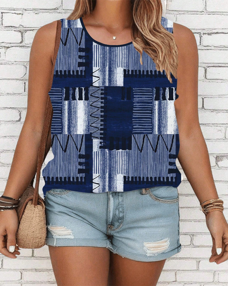 Tanktop Uden Ærmer Vintage Print