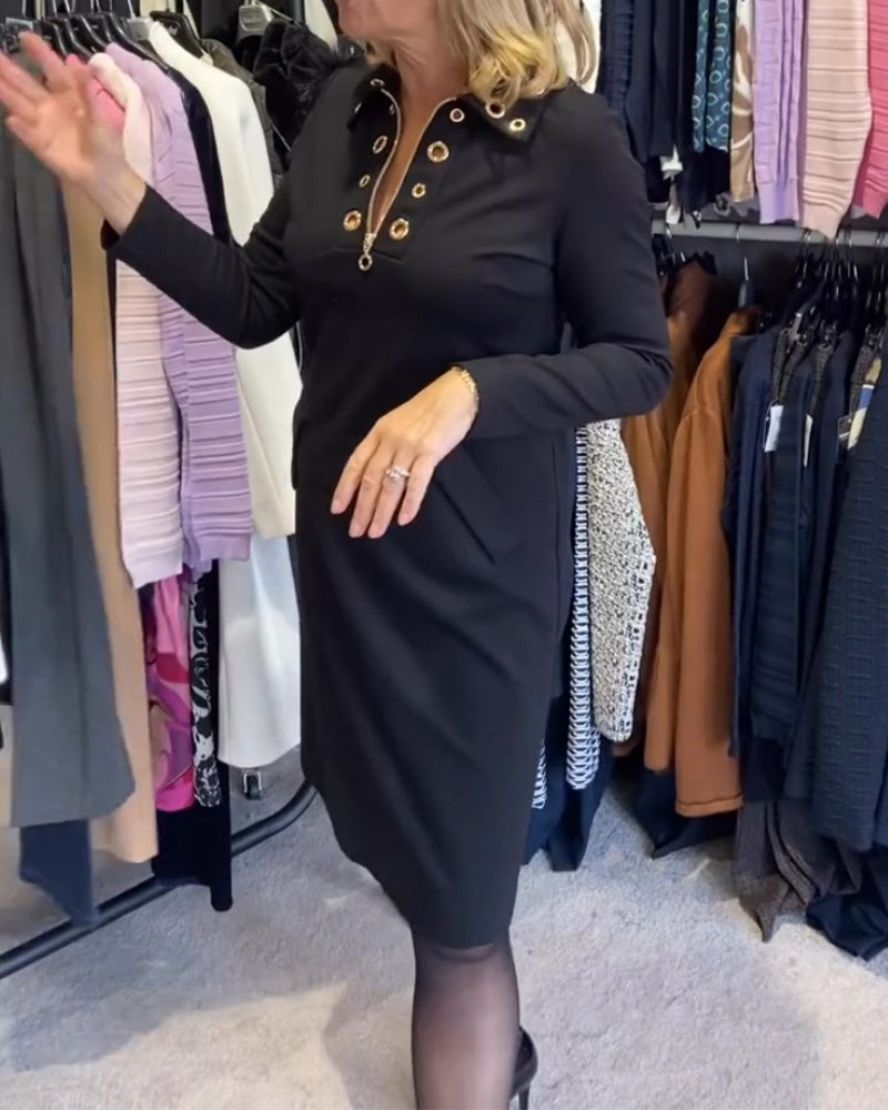 Kjole med lynlås og dyb V-udskæring