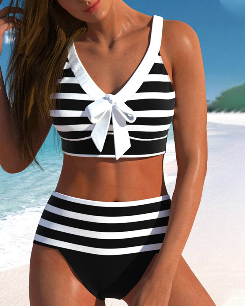 Bikinier med høy midje stripe