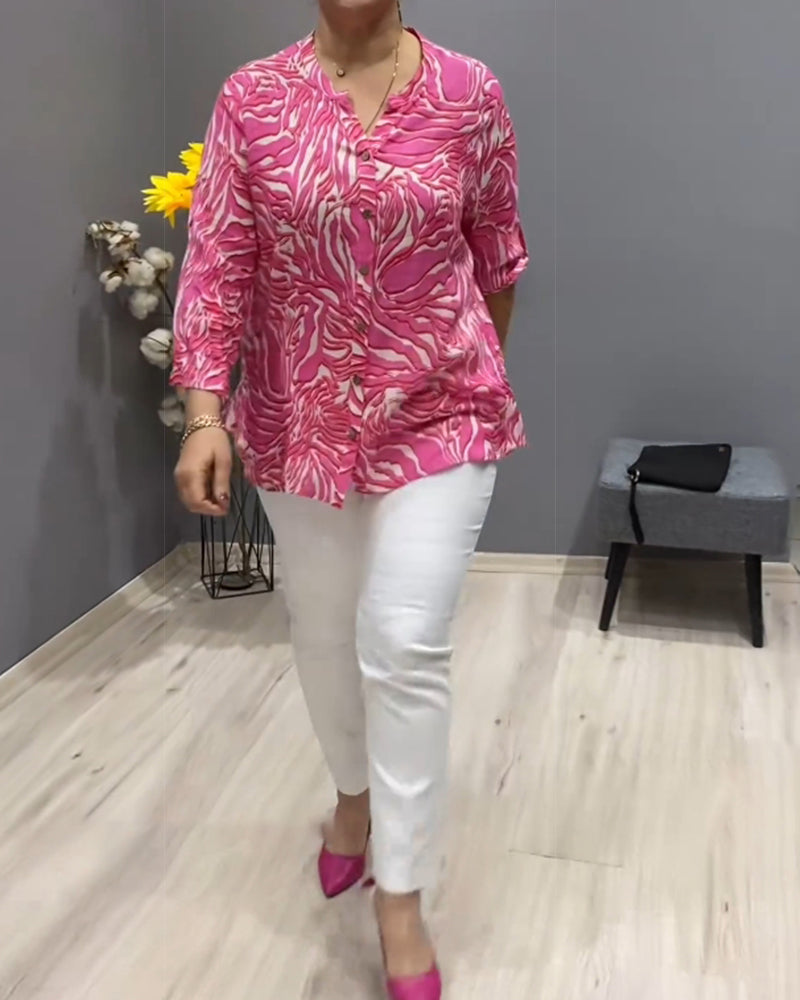 Langærmet skjorte med print