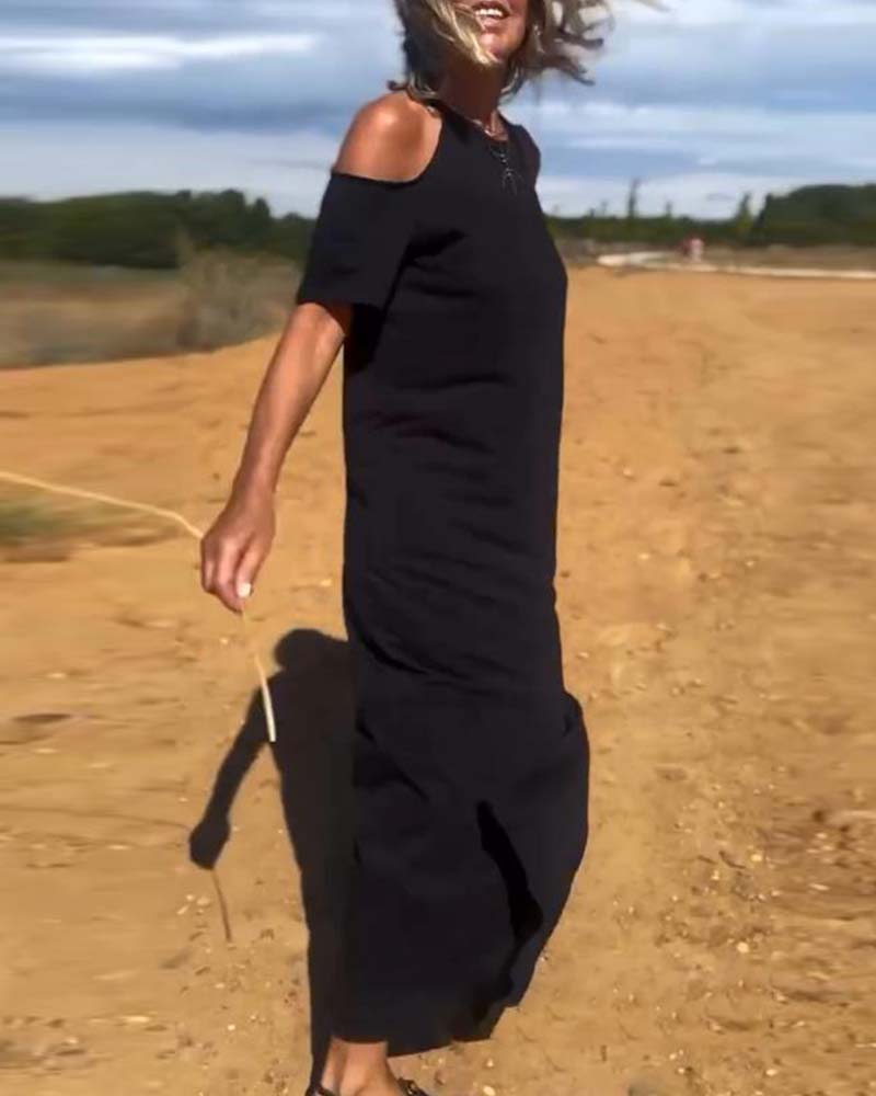 Kjole Fashion Casual Skulderfri Slank