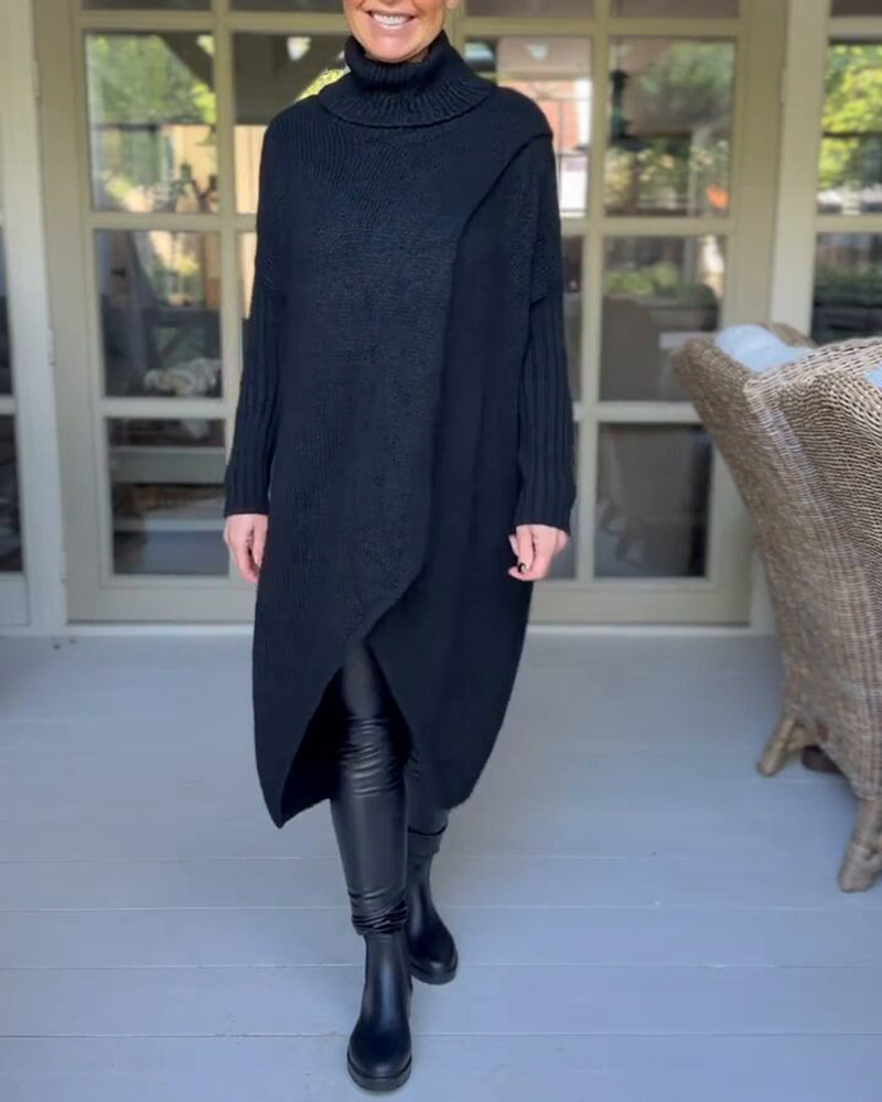 Lang pullover med høj hals