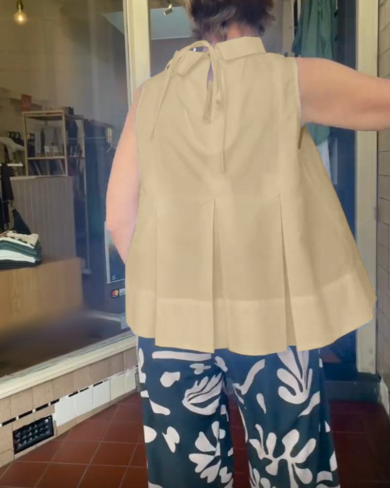 Bluse Ærmeløs Ensfarvet Simpel