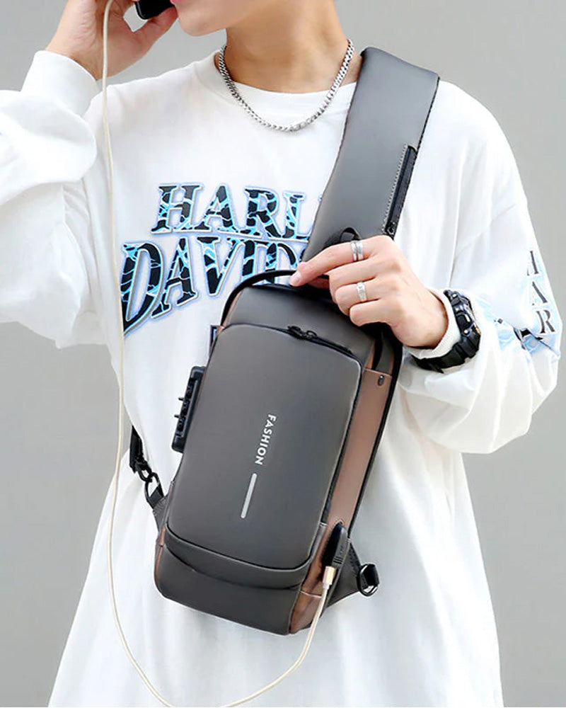 Tyverisikret brysttaske med kodelås