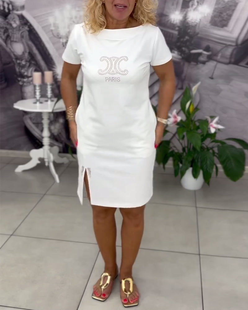 Kjole Med Slids Og Tryk