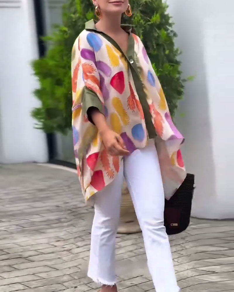 Bluse afslappet trykt løs