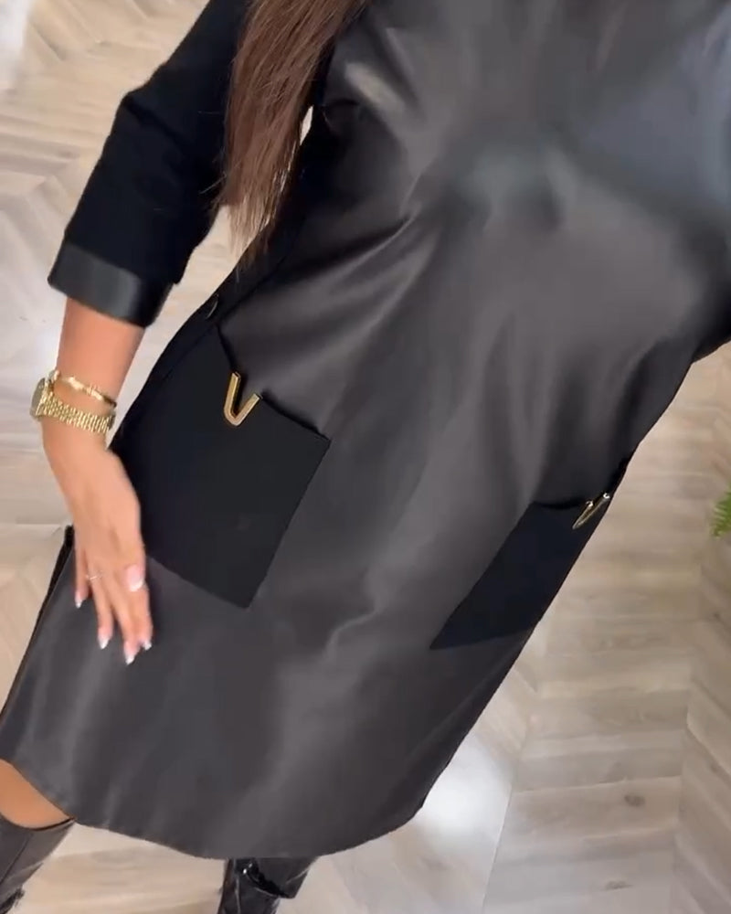 Kjole fashion patchwork lommeskift