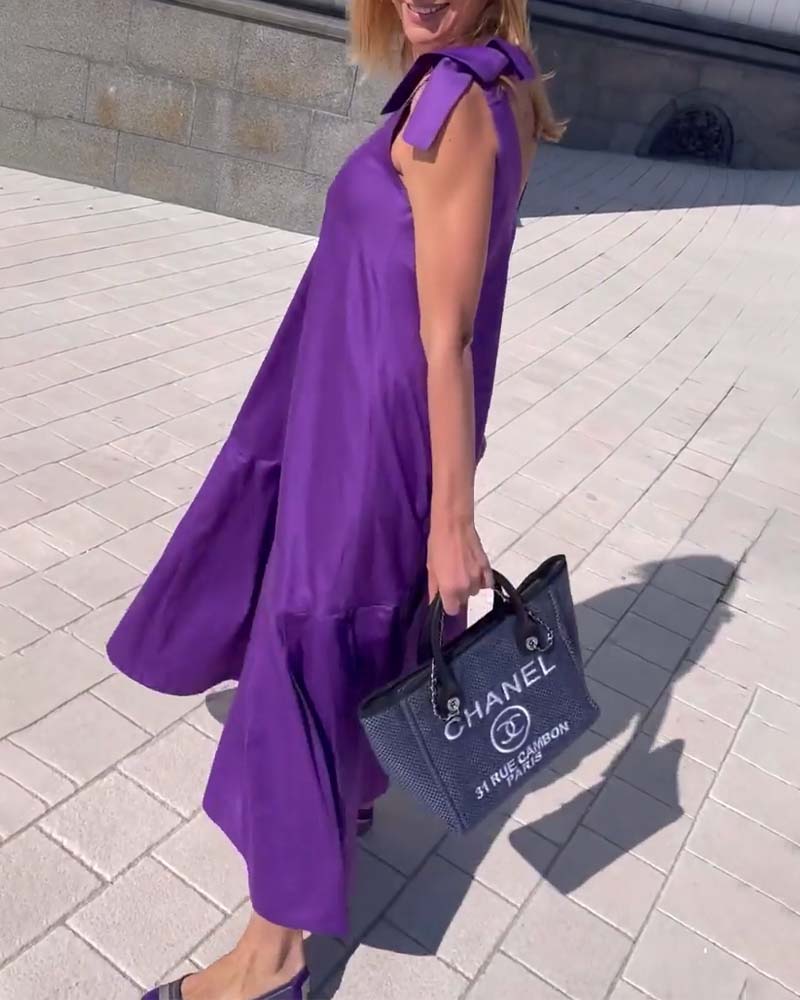 Lilla afslappet kjole med stropper