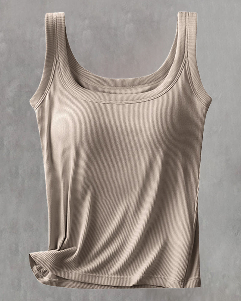 Ærmeløs Top I Ensfarvet Med Indbygget Bh