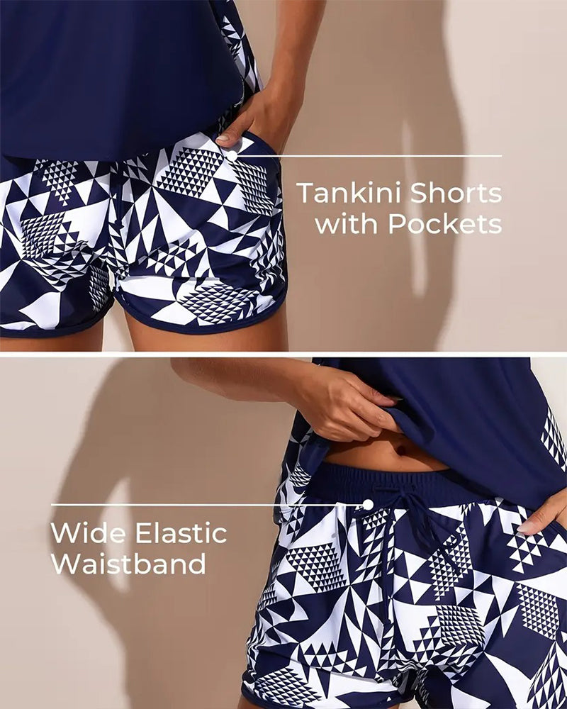 Badedragt Tanktop Geometrisk Tryk Todelt
