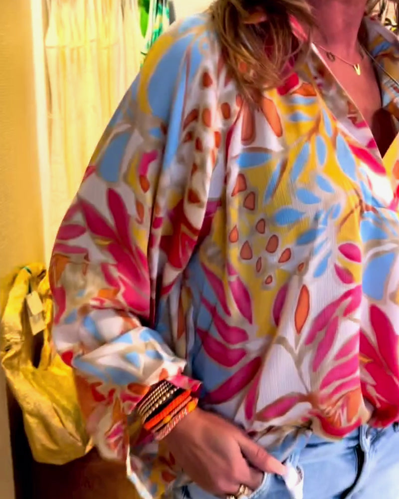 Langærmet top med skjortekrave