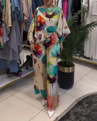 Buksedragt med lotusblomst print