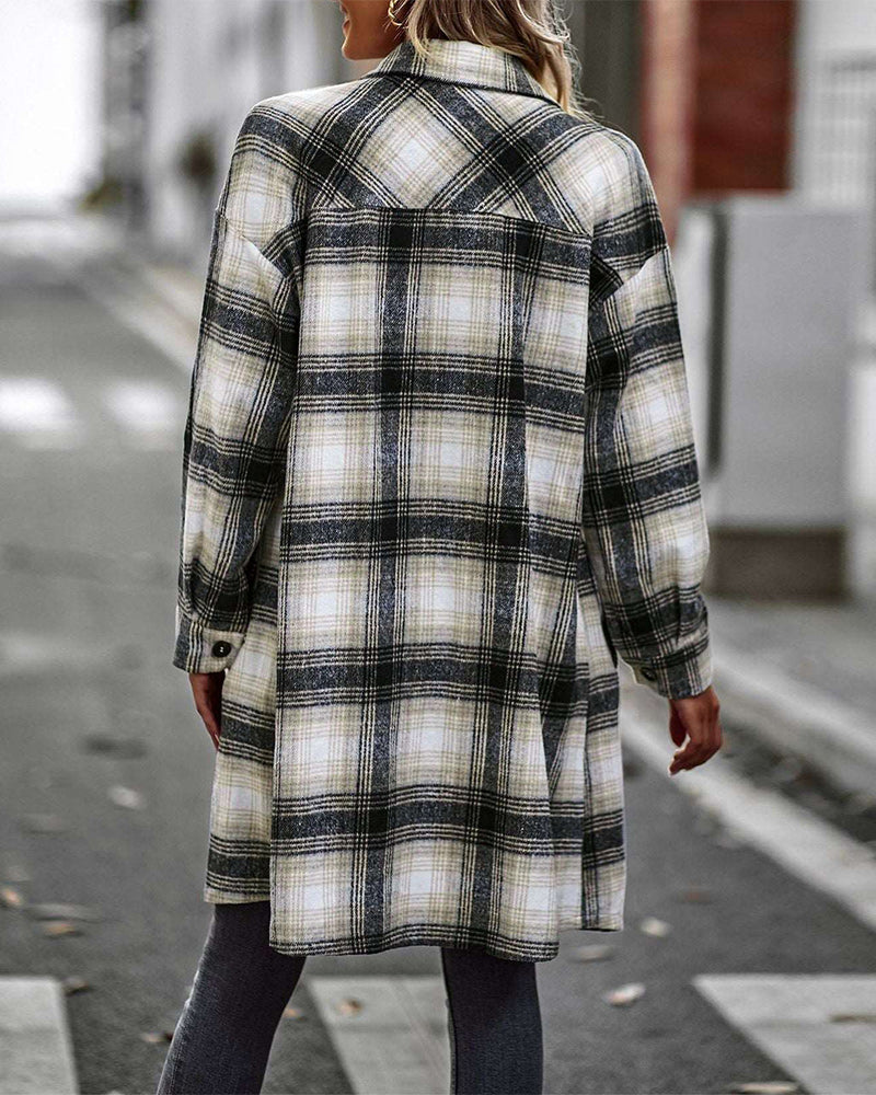 Lang ternet skjorte med lommer