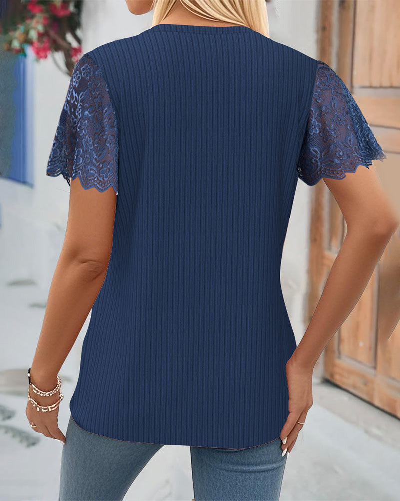 T-Shirt Blonder Paneleret Ribbet