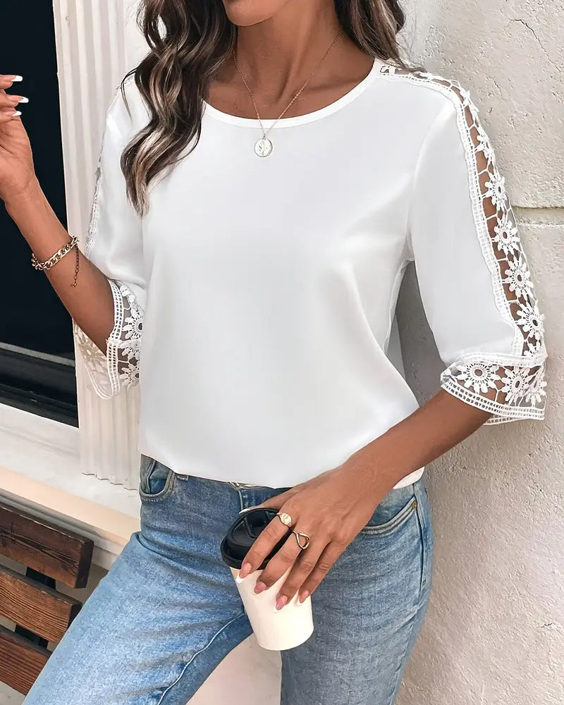 T-shirt Enfarvet Hul Krog Patchwork