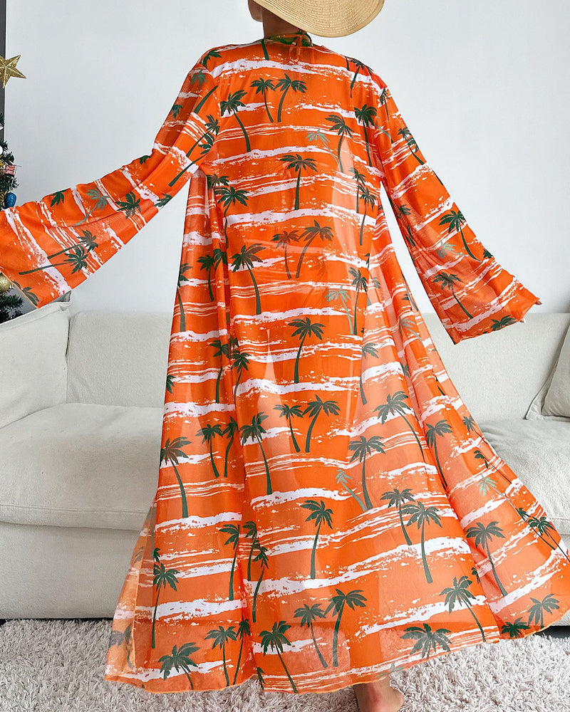 Tredelt bikinisæt med palmetræer