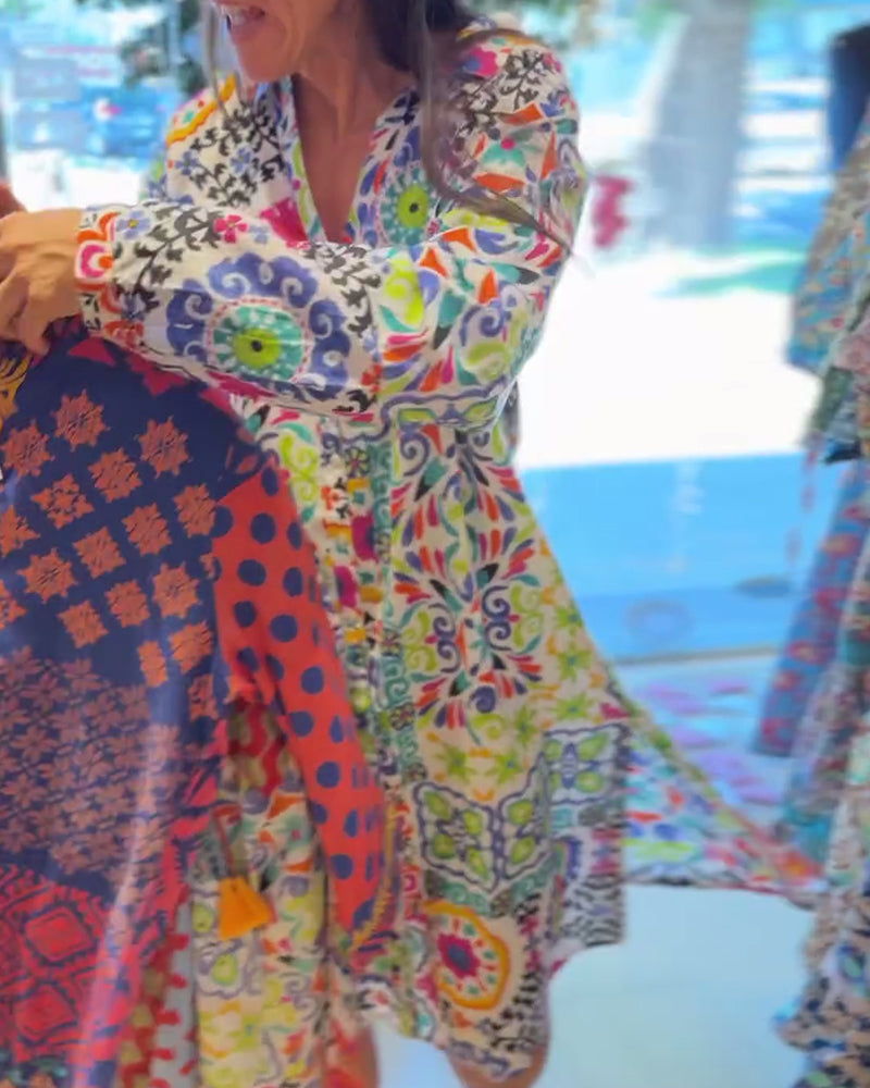 Kjole Lange Ærmer Bohemeprint