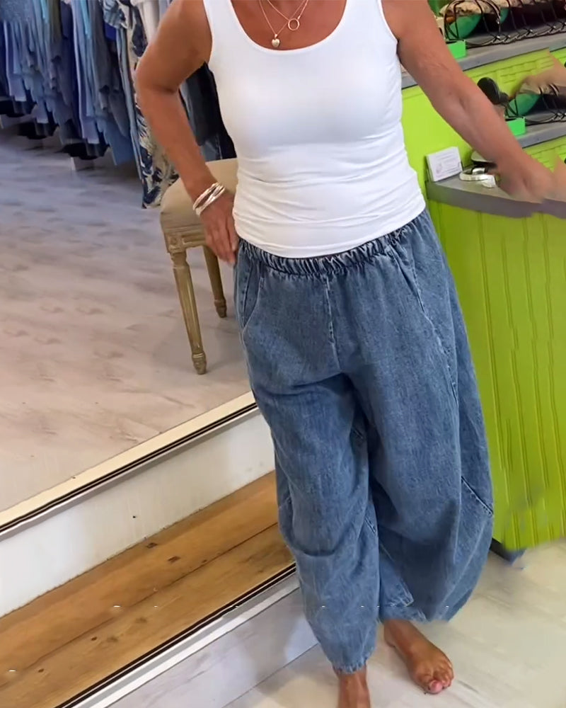 Afslappede Jeans Med Elastisk Talje