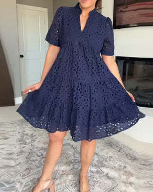 Kjole Stående Krave Udskåret A-Linje