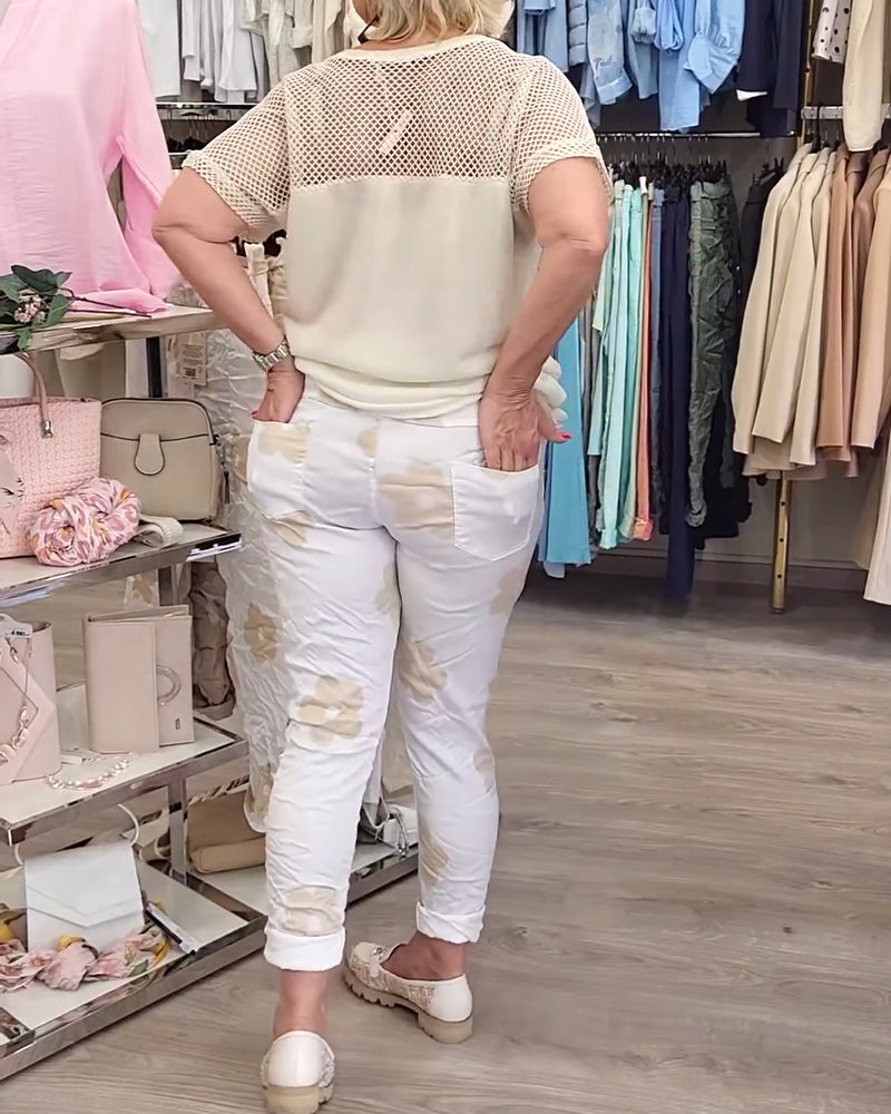 Bukser afslappet print snøre