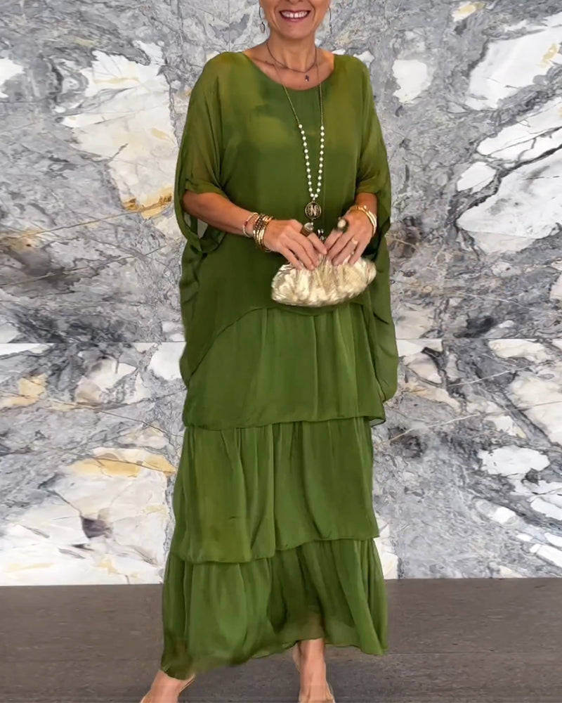 Lagopdelt kjole i løs pasform