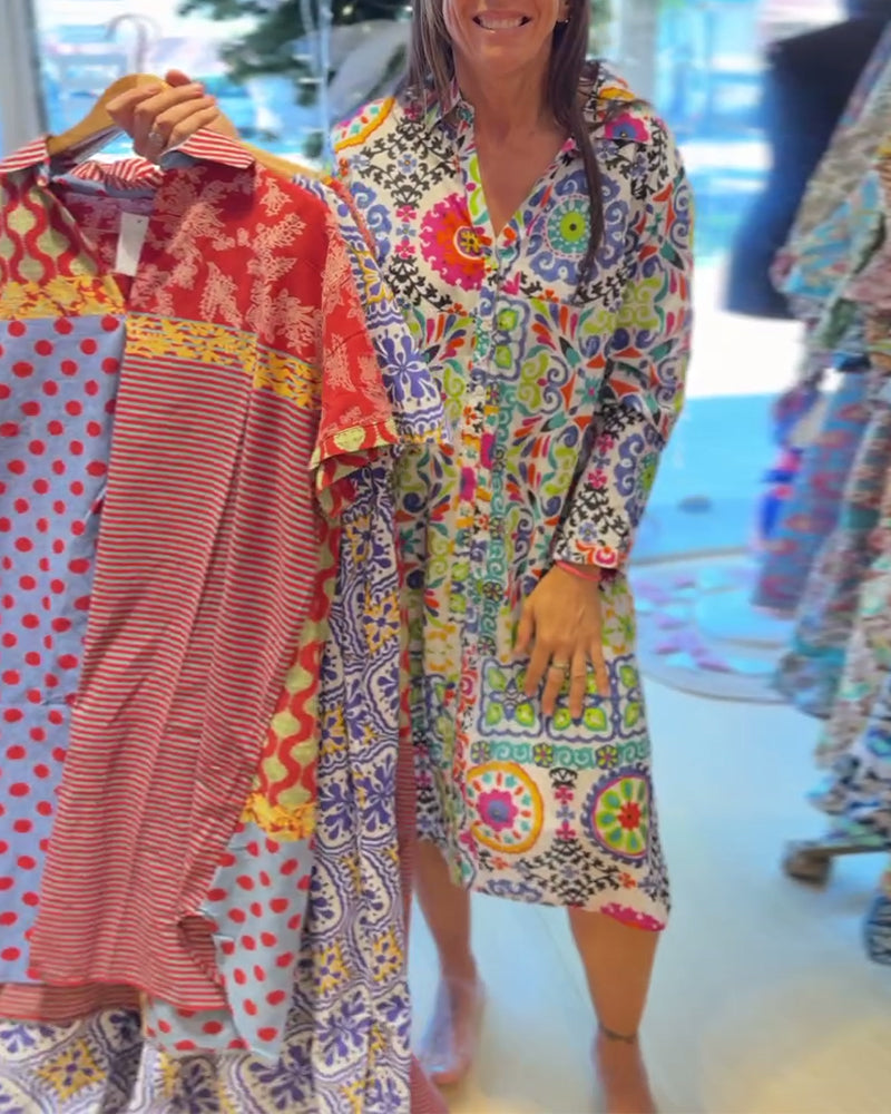 Kjole Lange Ærmer Bohemeprint