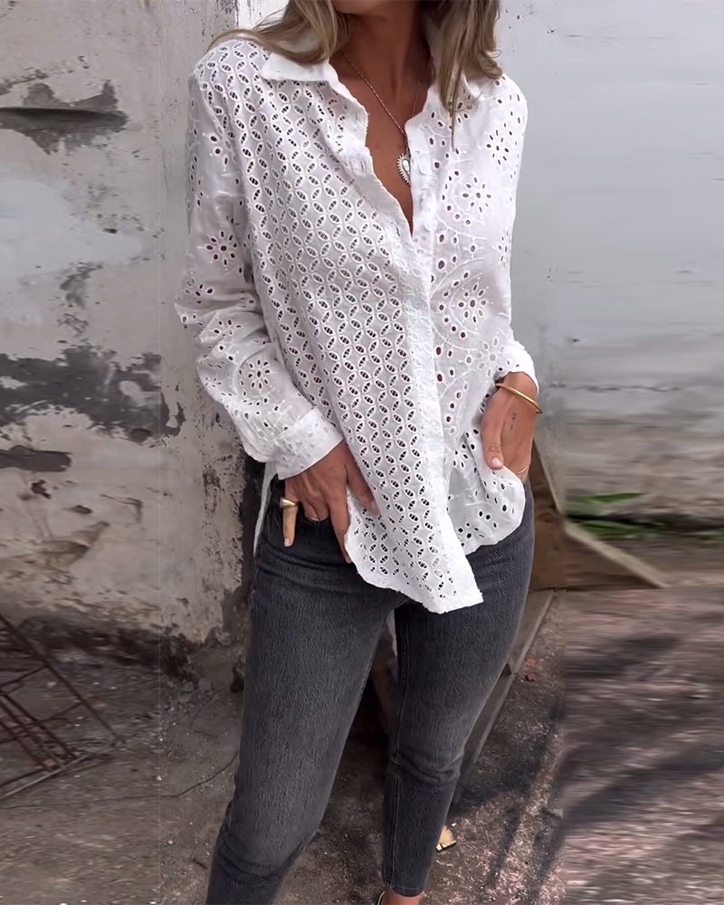 Skjorte Langærmet Flip Udskåret