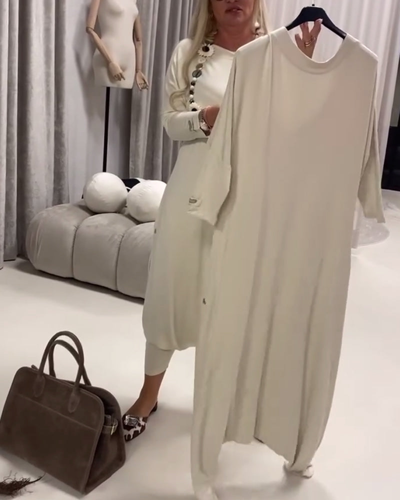 Jumpsuit Ensfarvet Langærmet Afslappet