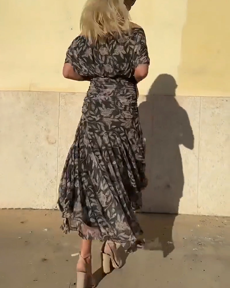 Kjole V-Udskæring Off-Shoulder Moderne