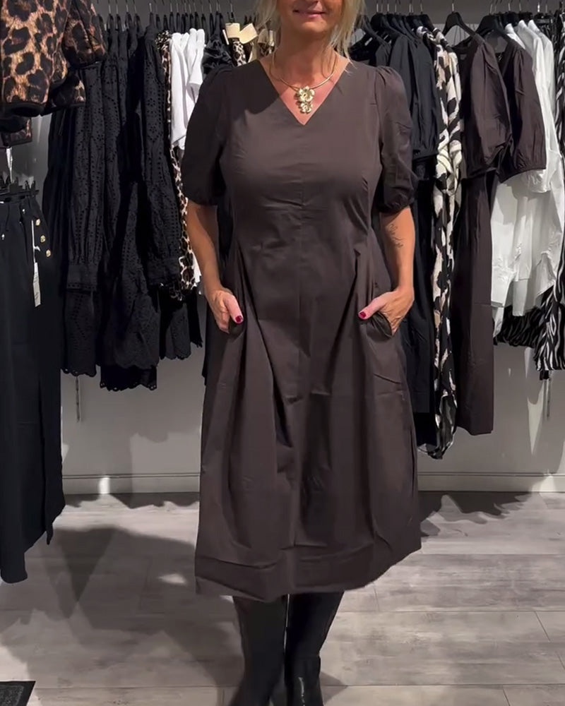Kjole V-hals Lomme Casual