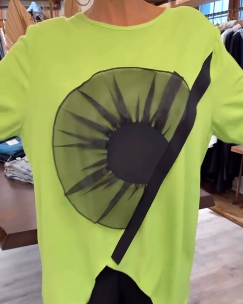 T-Shirt Blomsterprint Kortærmet Afslappet