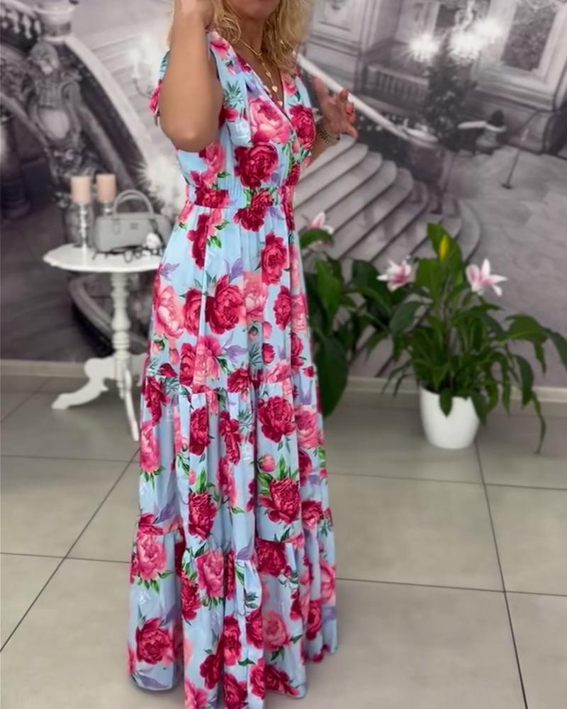 Kjole Sexy V-udskæring Trykt