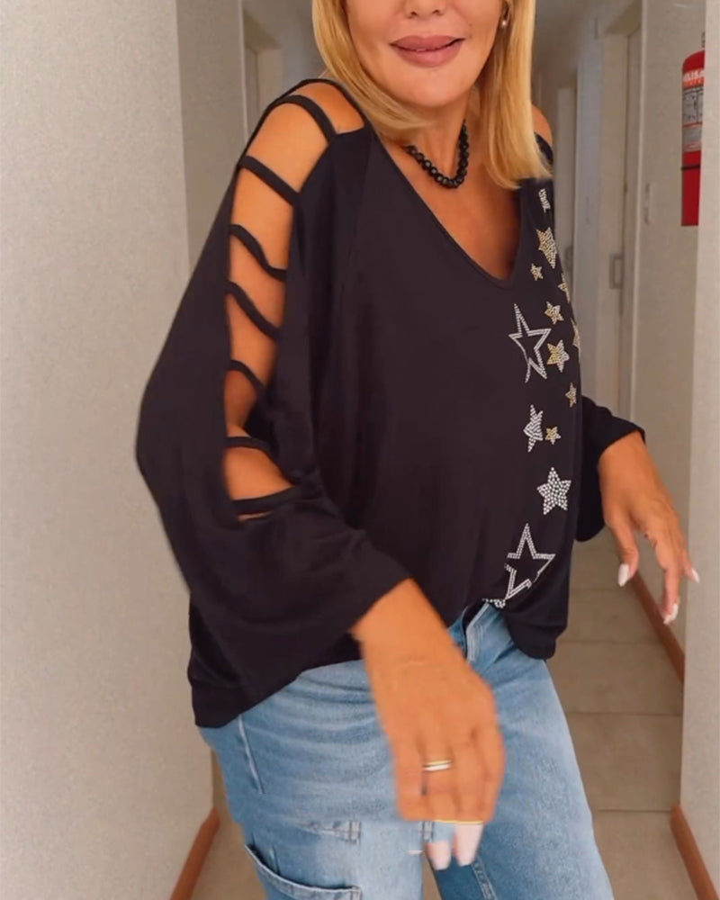 Off-shoulder top med stjerner