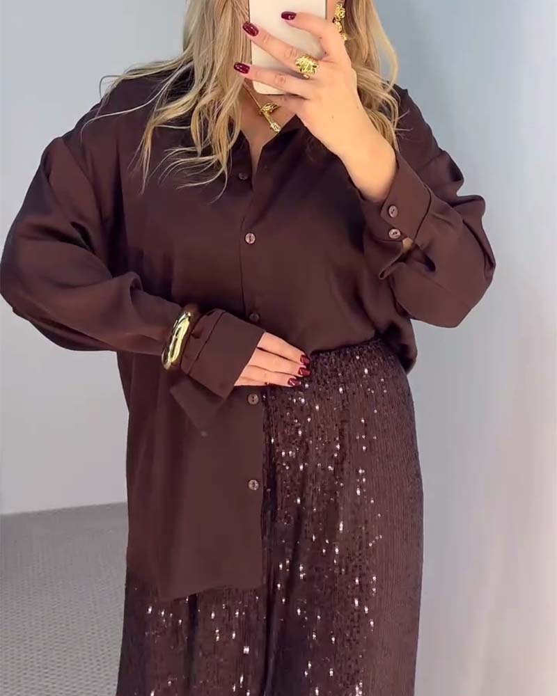 Bukser Casual Pailletter Vidde-ben